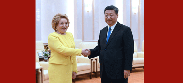 习近平会见俄罗斯联邦委员会主席马特维延科