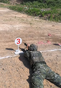 近距离观看自动步枪射击